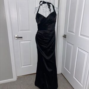 Azazie Black Backless Halter Dress